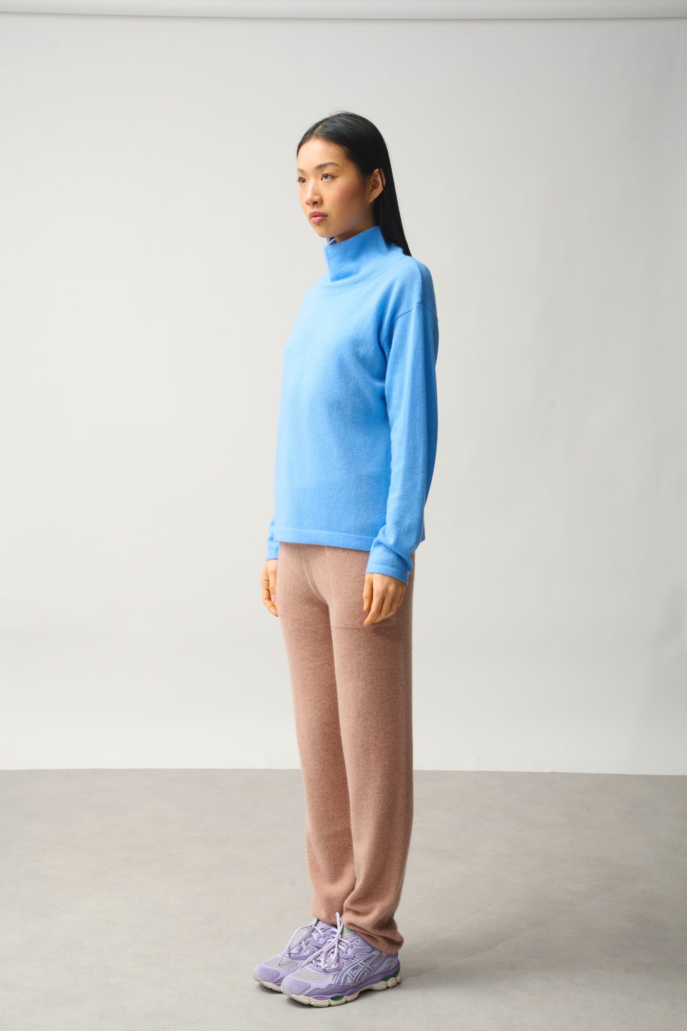 CHEVIOT pull col montant bénitier baby blue 100% cachemire