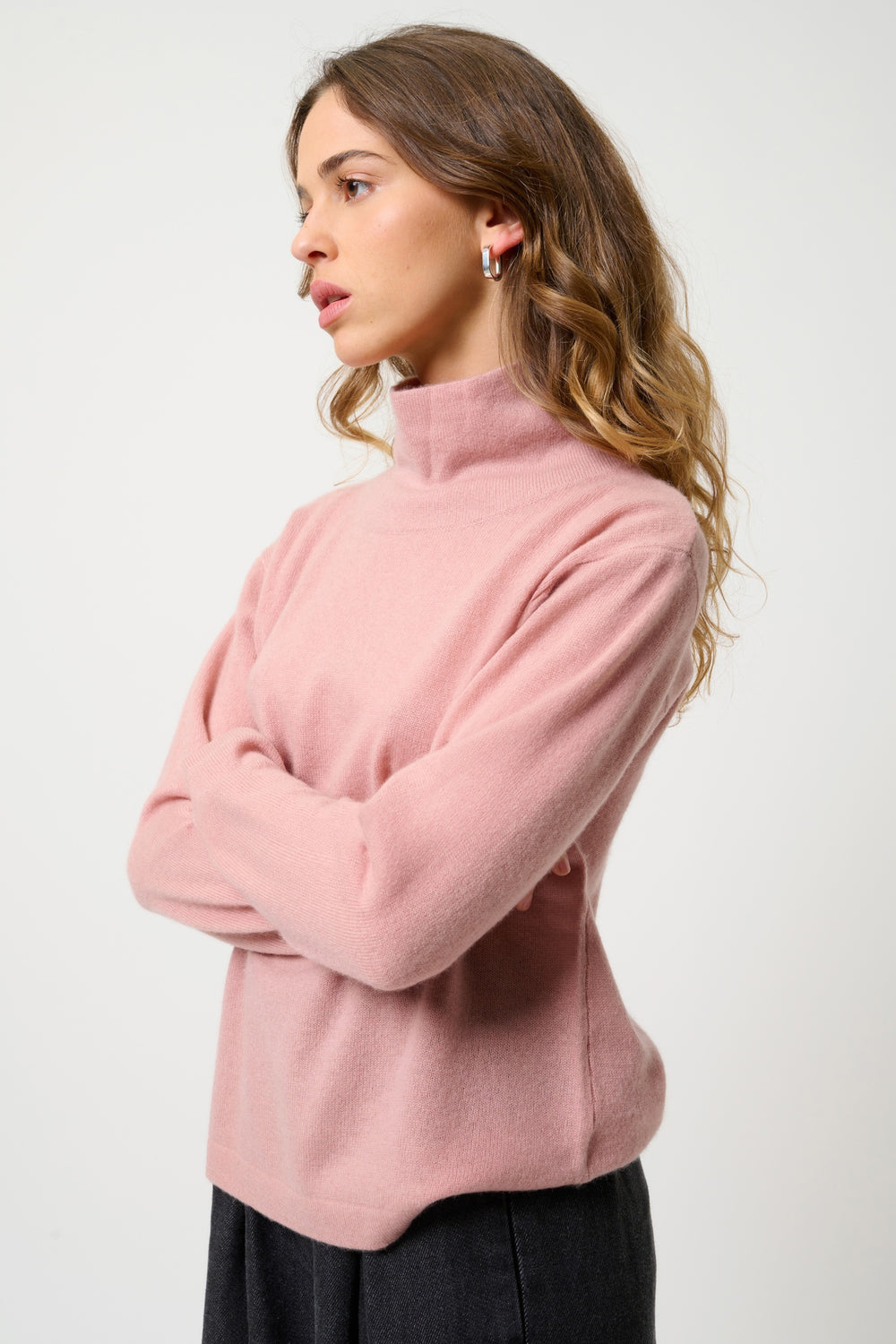 CHEVIOT Pullover mit Stehkragen Rosenholz 100% Kaschmir