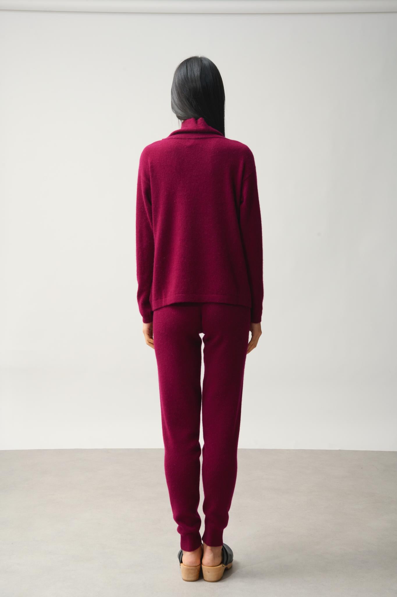 CHEVIOT burgundy cowl neck sweater 100% cashmere