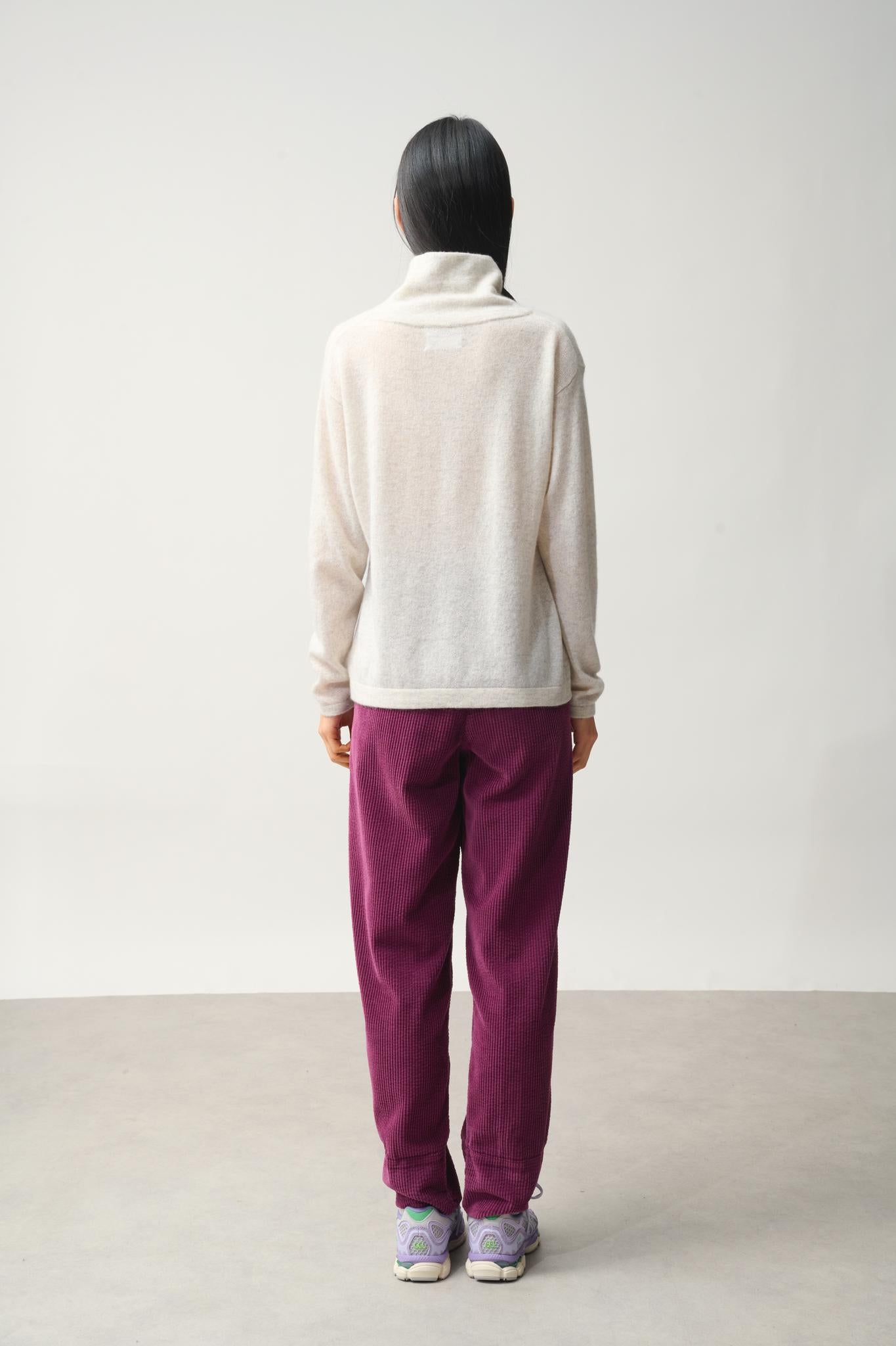 CHEVIOT pull col montant bénitier gris perle chiné 100% cachemire