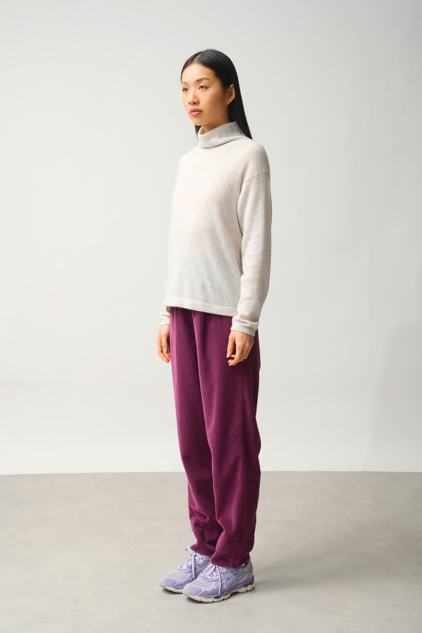 CHEVIOT pull col montant bénitier gris perle chiné 100% cachemire