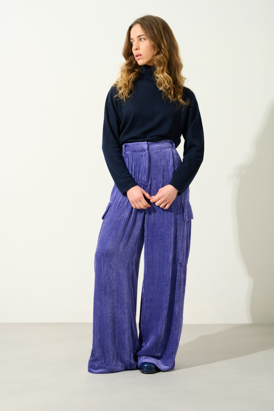 CHEVIOT Pullover mit Stehkragen und Wasserfall navy 100% Kaschmir