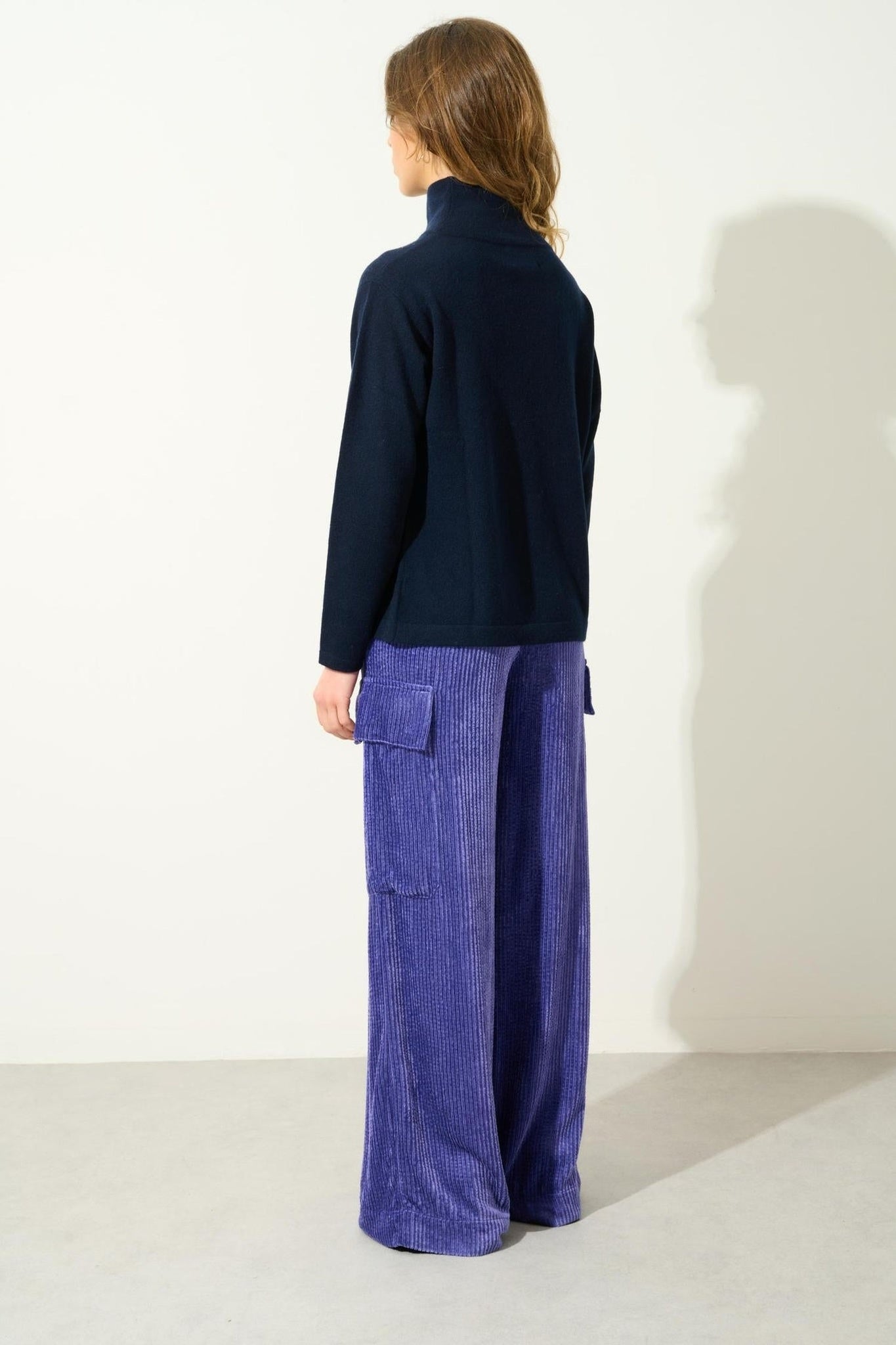 CHEVIOT Pullover mit Stehkragen und Wasserfall navy 100% Kaschmir