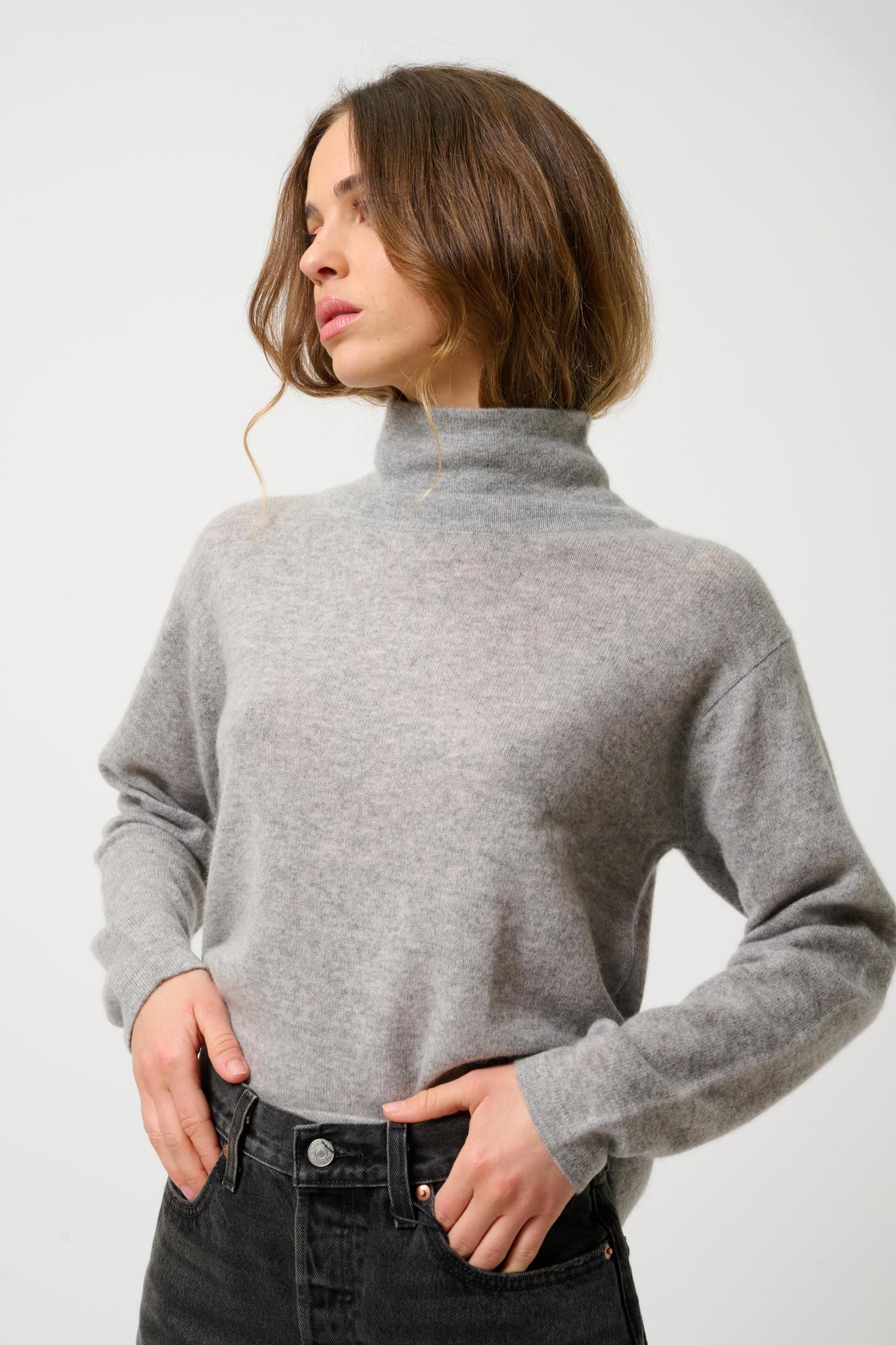 CHEVIOT pull col montant bénitier nuage chiné 100% cachemire