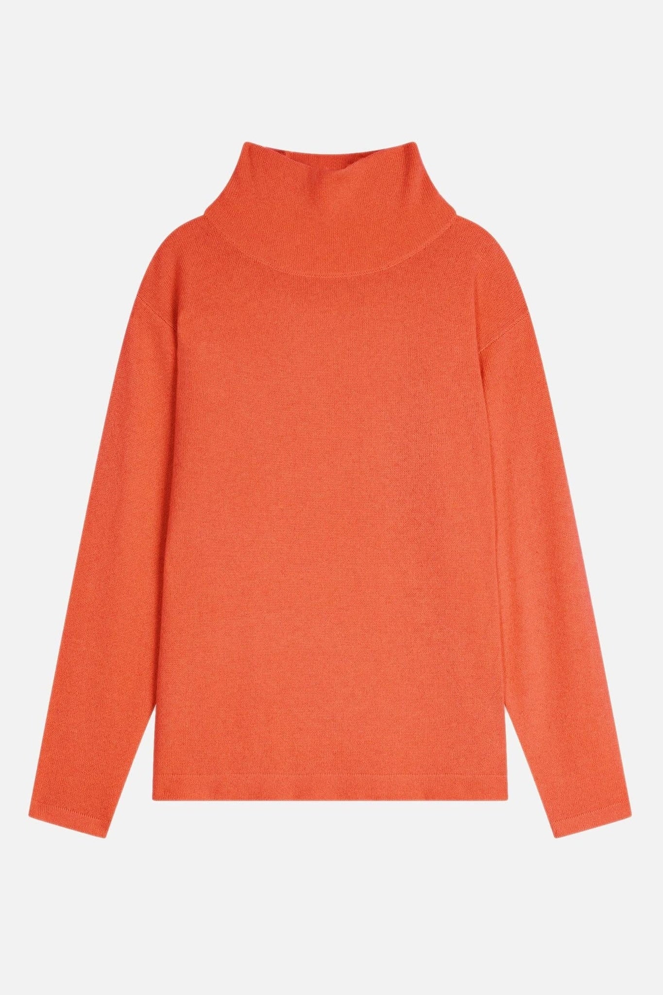 CHEVIOT Pullover mit Stehkragen Wasserfall orange 100% Kaschmir