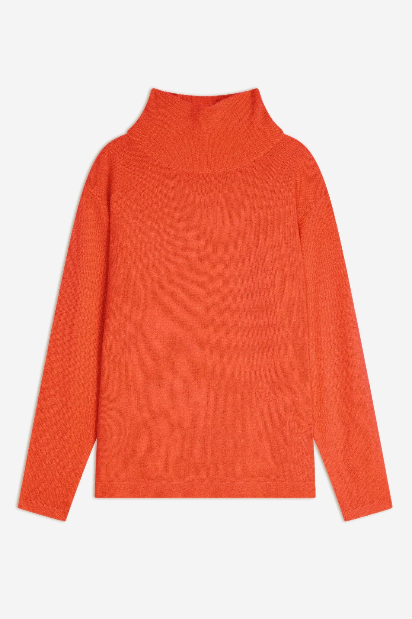 cheviot pull col montant bénitier orange 100% cachemire