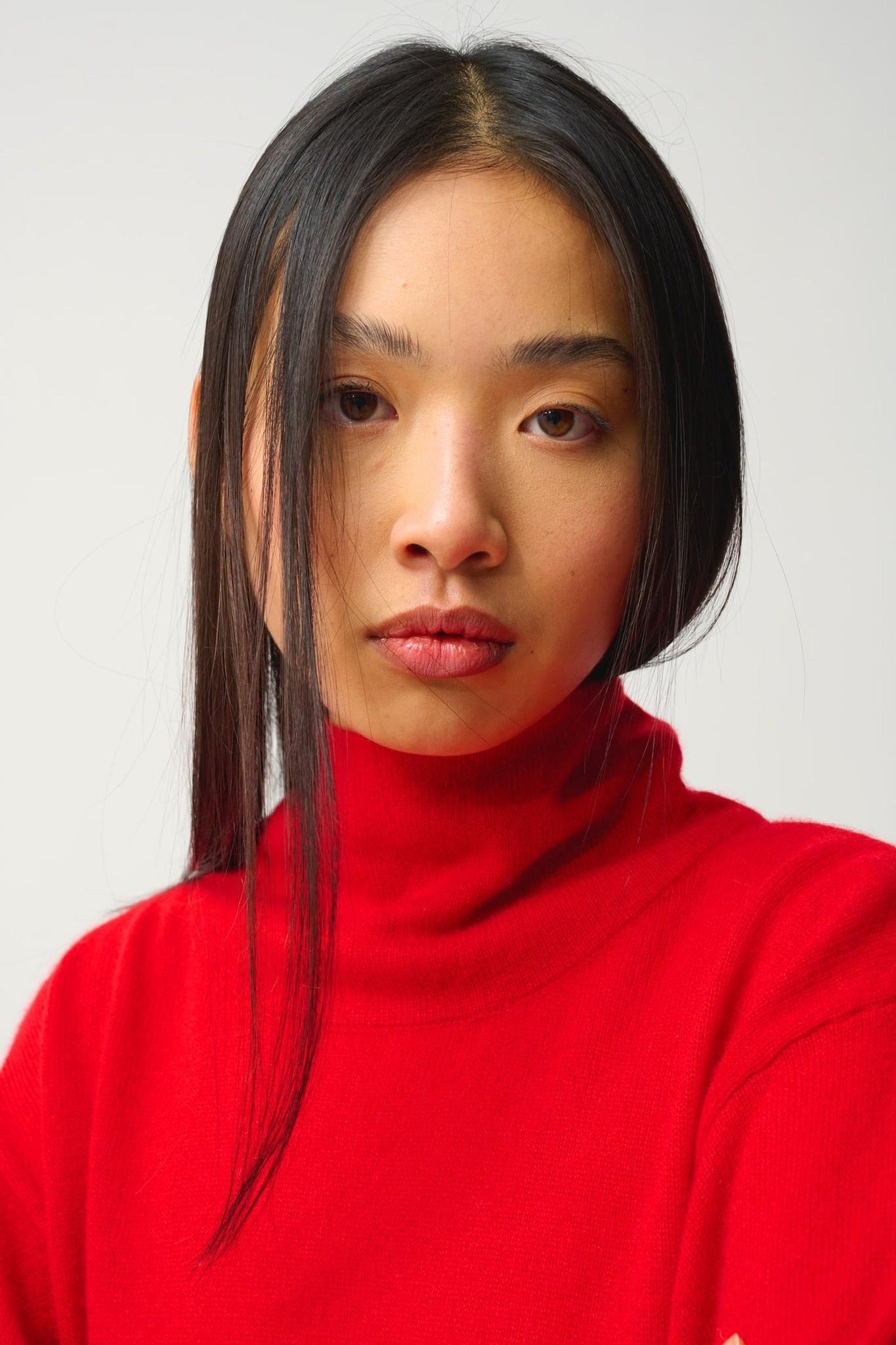 CHEVIOT Pullover mit Stehkragen und Wasserfall rot 100% Kaschmir