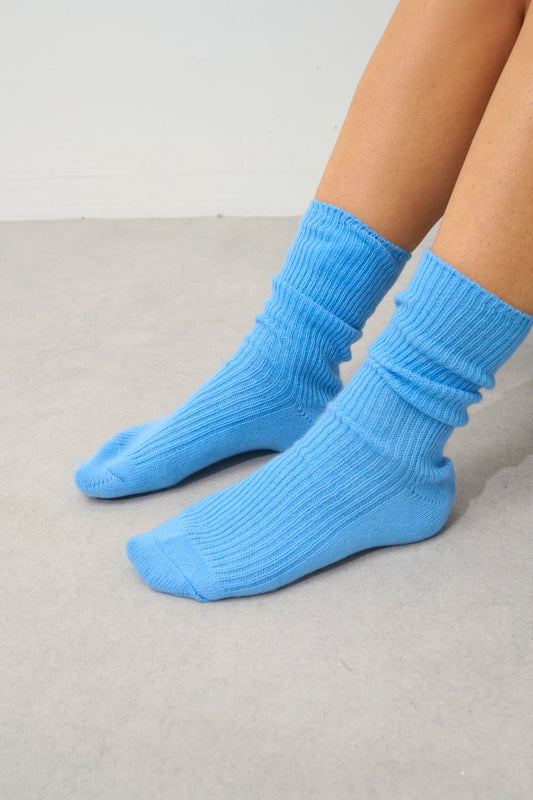 chewila chaussettes 4 fils baby blue 100% cachemire