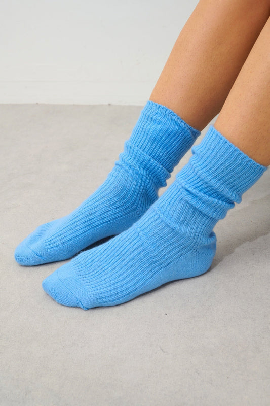 CHEWILA chaussettes 4 fils baby blue 100% cachemire