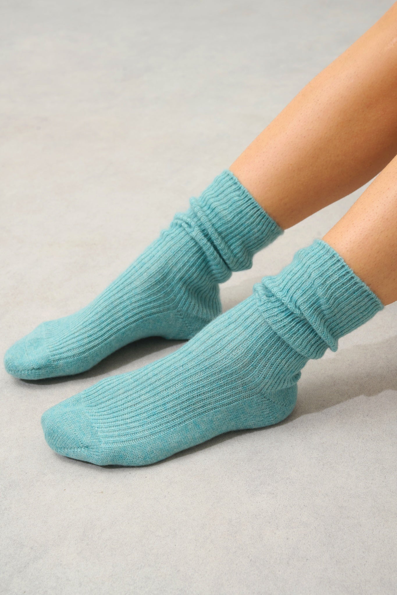 CHEWILA chaussettes 4 fils vert chiné 100% cachemire