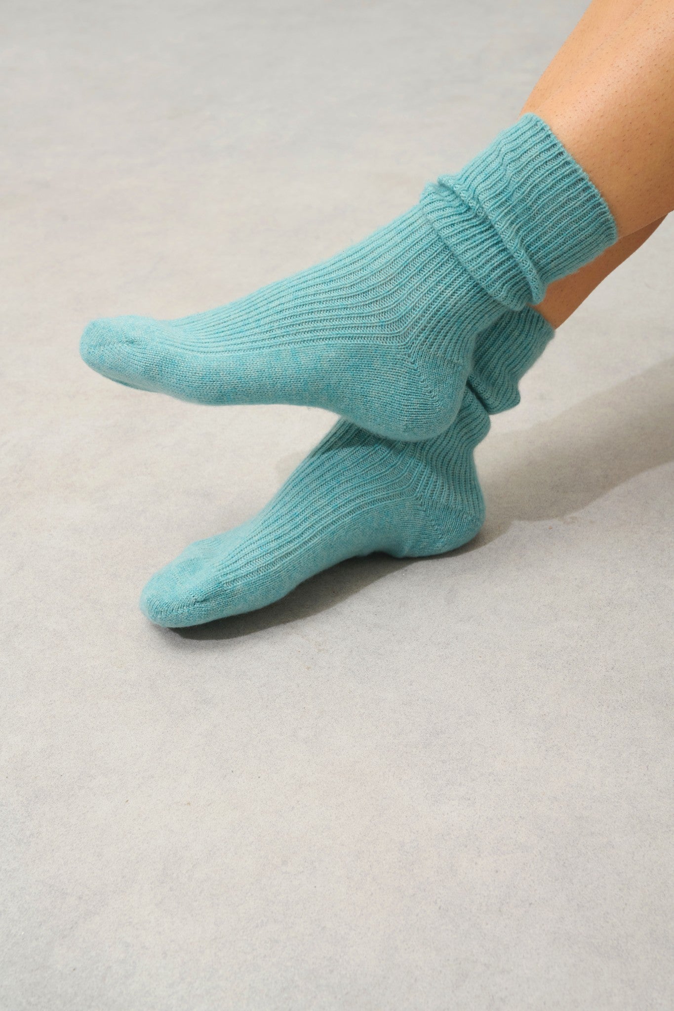 chewila chaussettes 4 fils vert chiné 100% cachemire