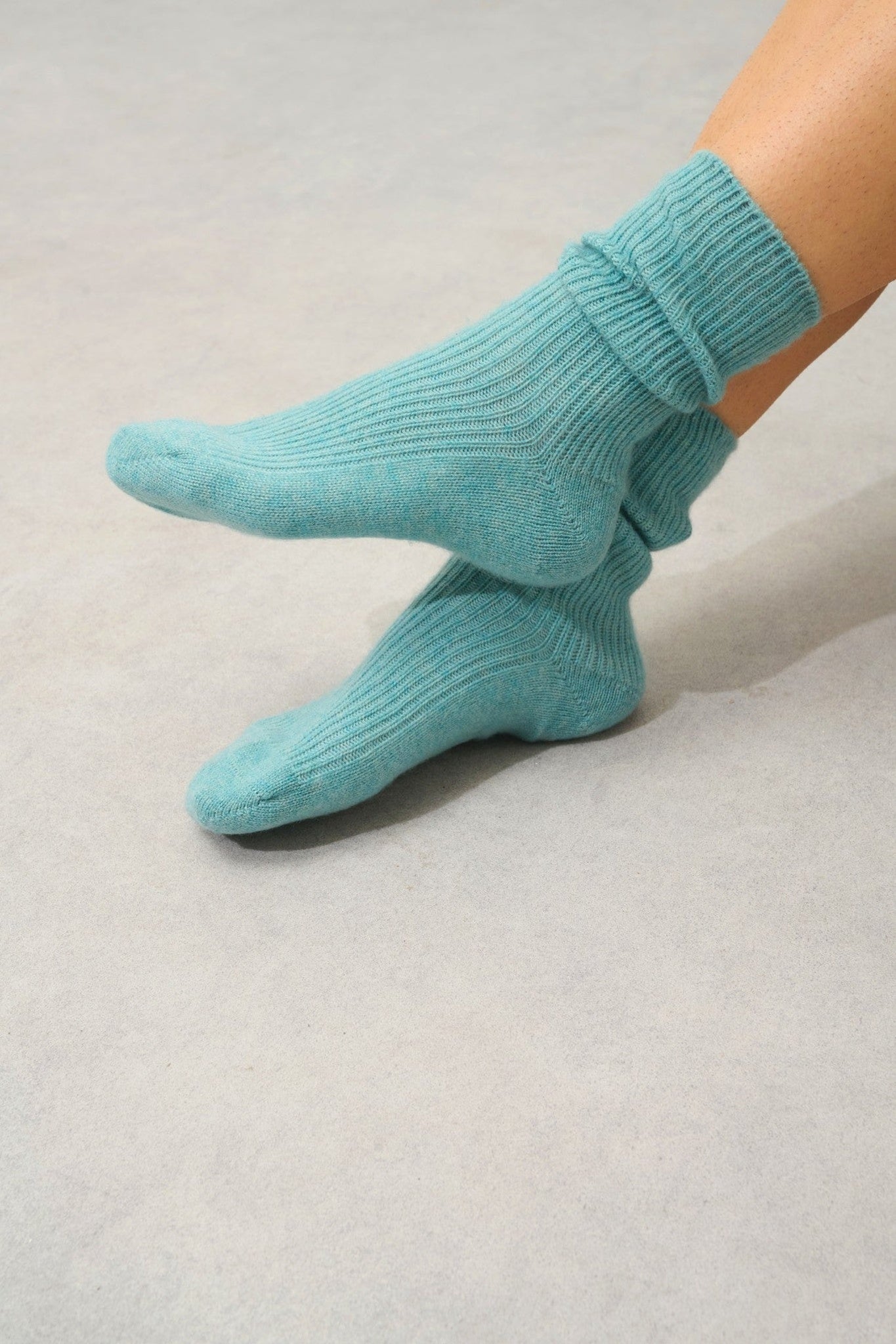 chewila chaussettes 4 fils vert chiné 100% cachemire