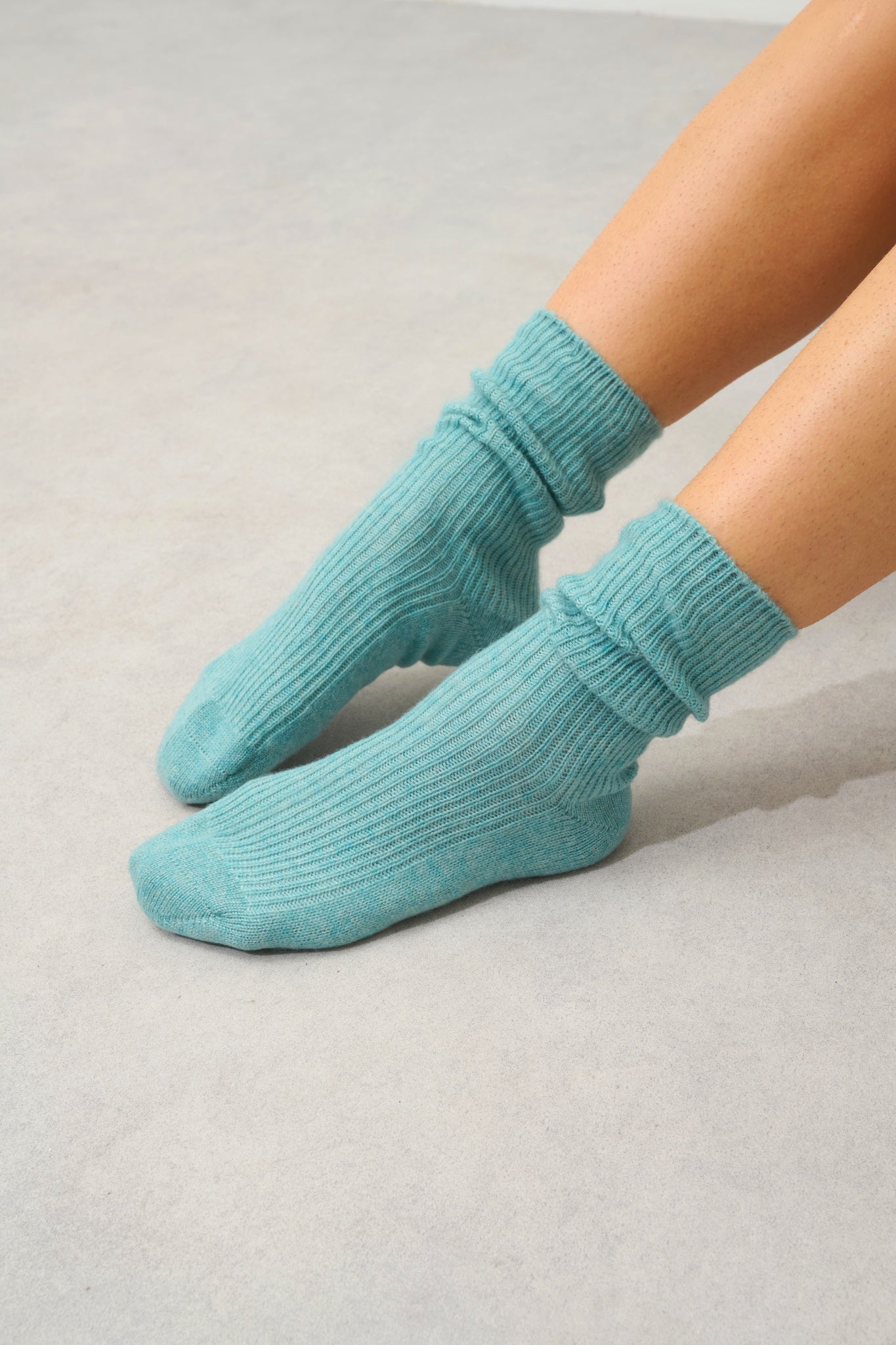 CHEWILA chaussettes 4 fils vert chiné 100% cachemire