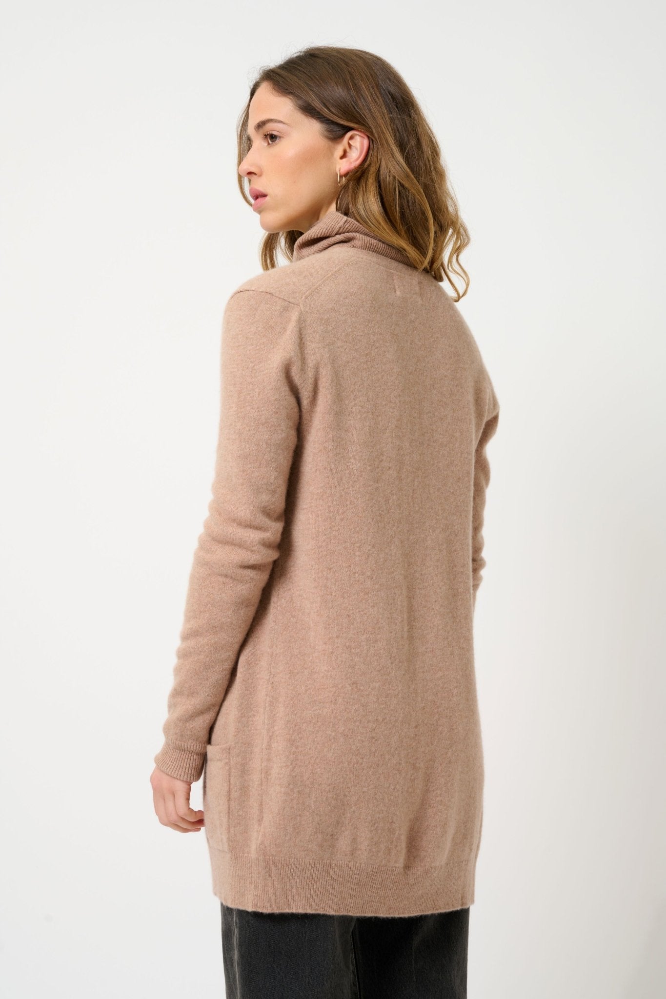 CIMET cardigan v-neck camel mottled 100% cashmere