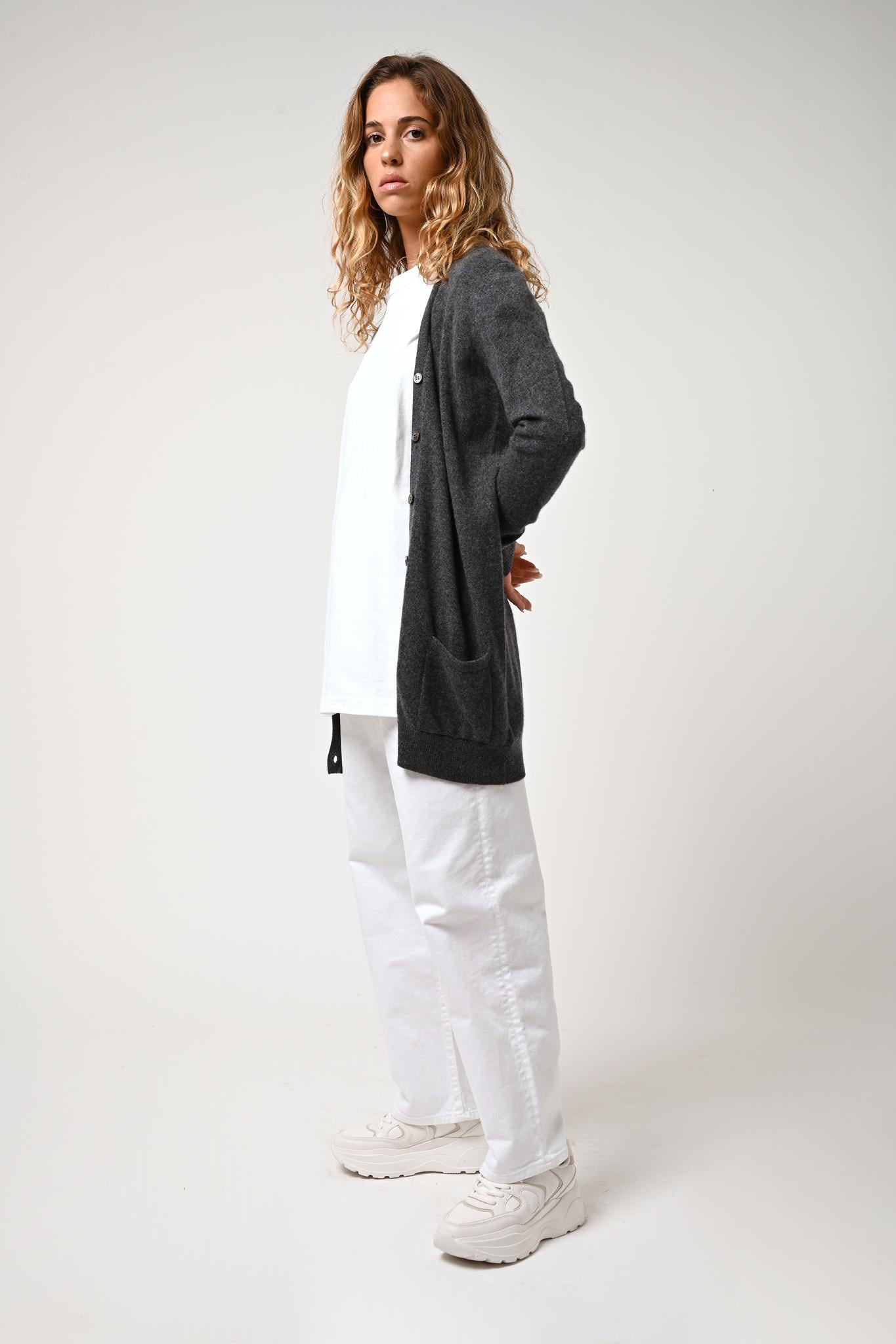 CIMET cardigan v-neck anthracite mottled 100% cashmere