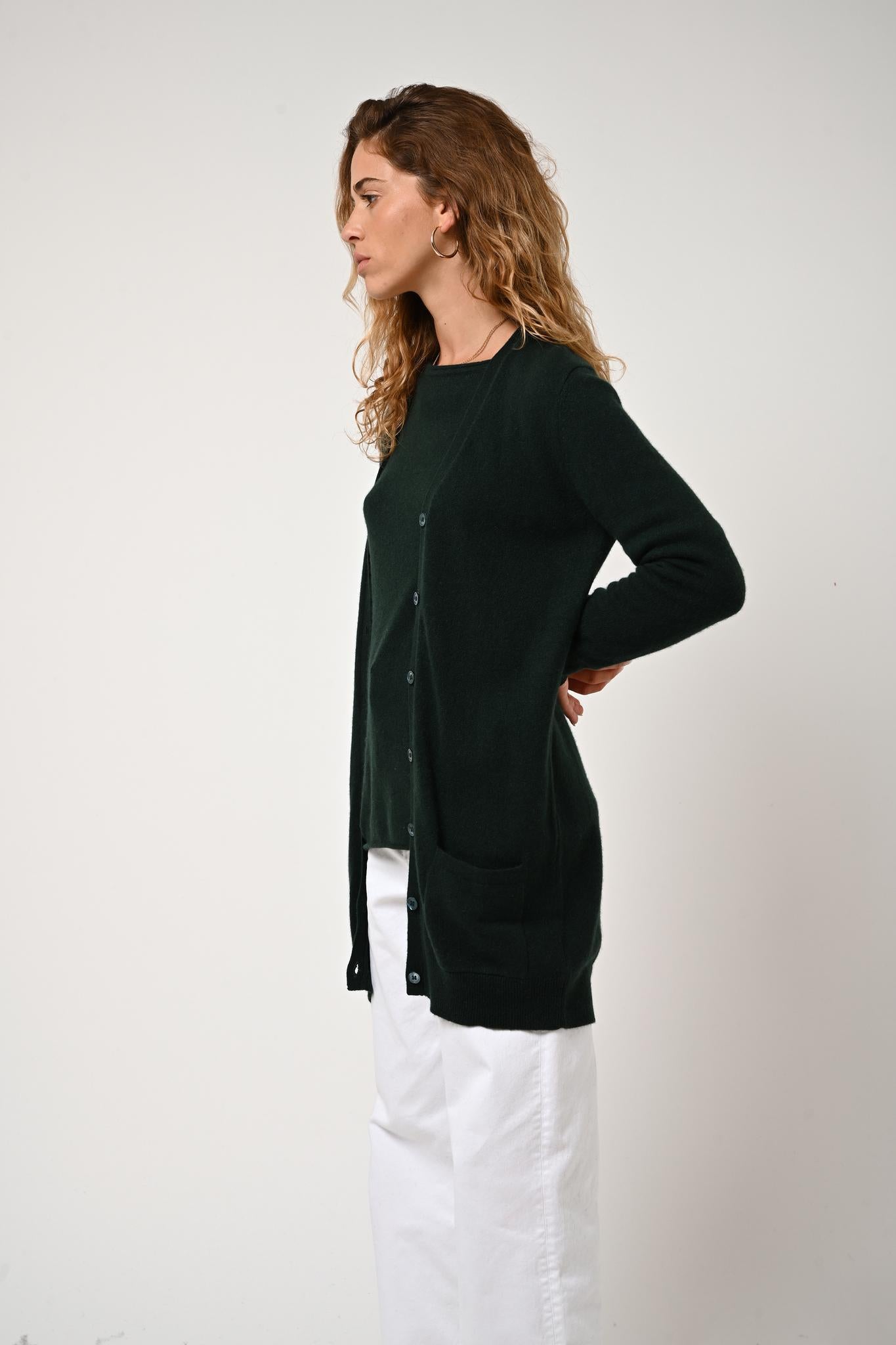 CIMET cardigan v-neck cypress 100% cashmere