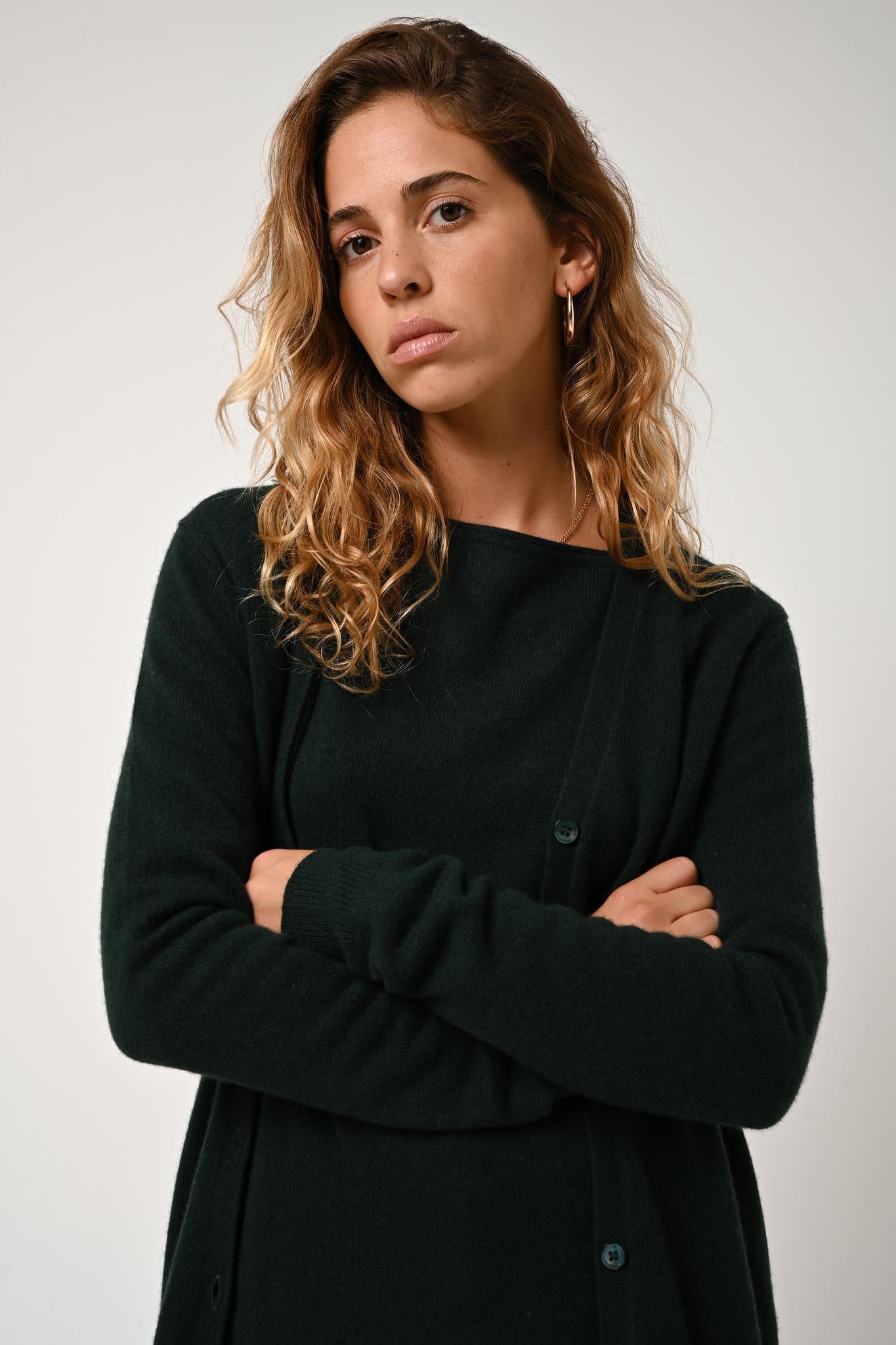 CIMET cardigan v-neck cypress 100% cashmere