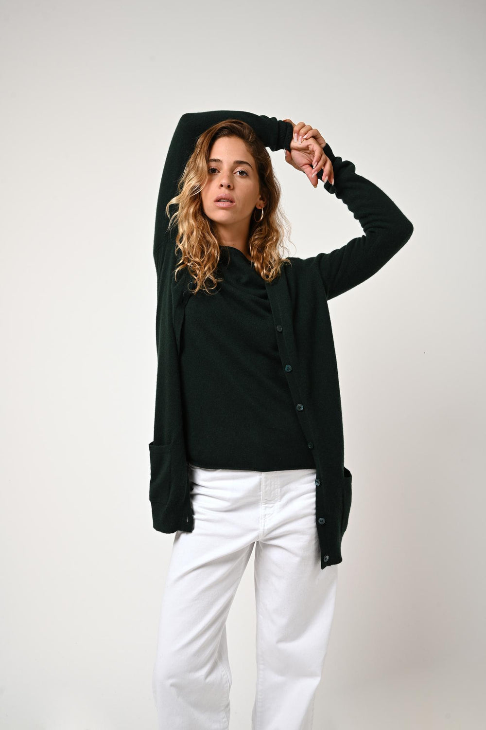 CIMET cardigan v-neck cypress 100% cashmere