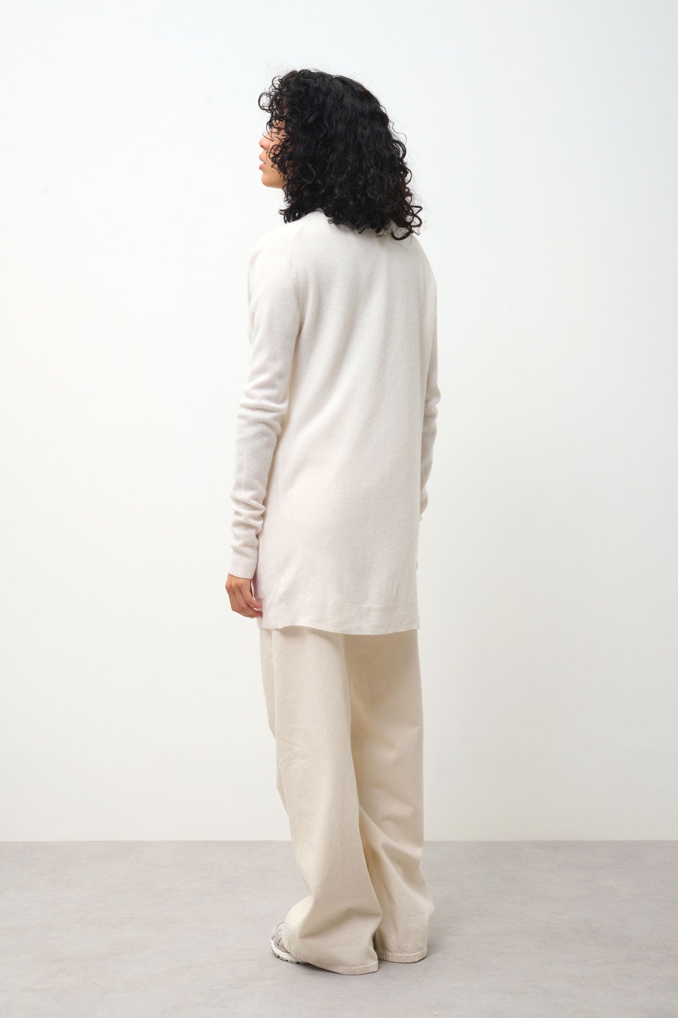 CIMET cardigan col v ivoire 100% cachemire