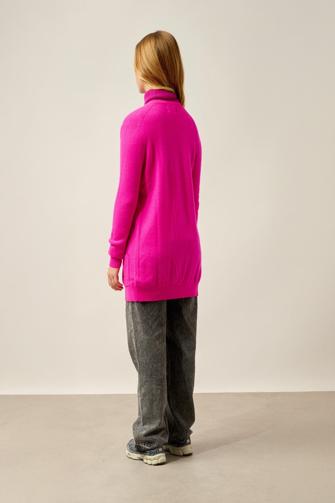 cimet cardigan col v magenta fushia 100% cachemire