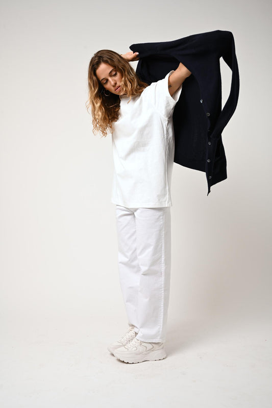 CIMET cardigan v-neck navy 100% cashmere