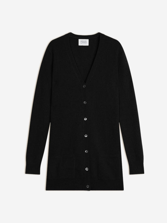 cimet cardigan col v noir 100% cachemire