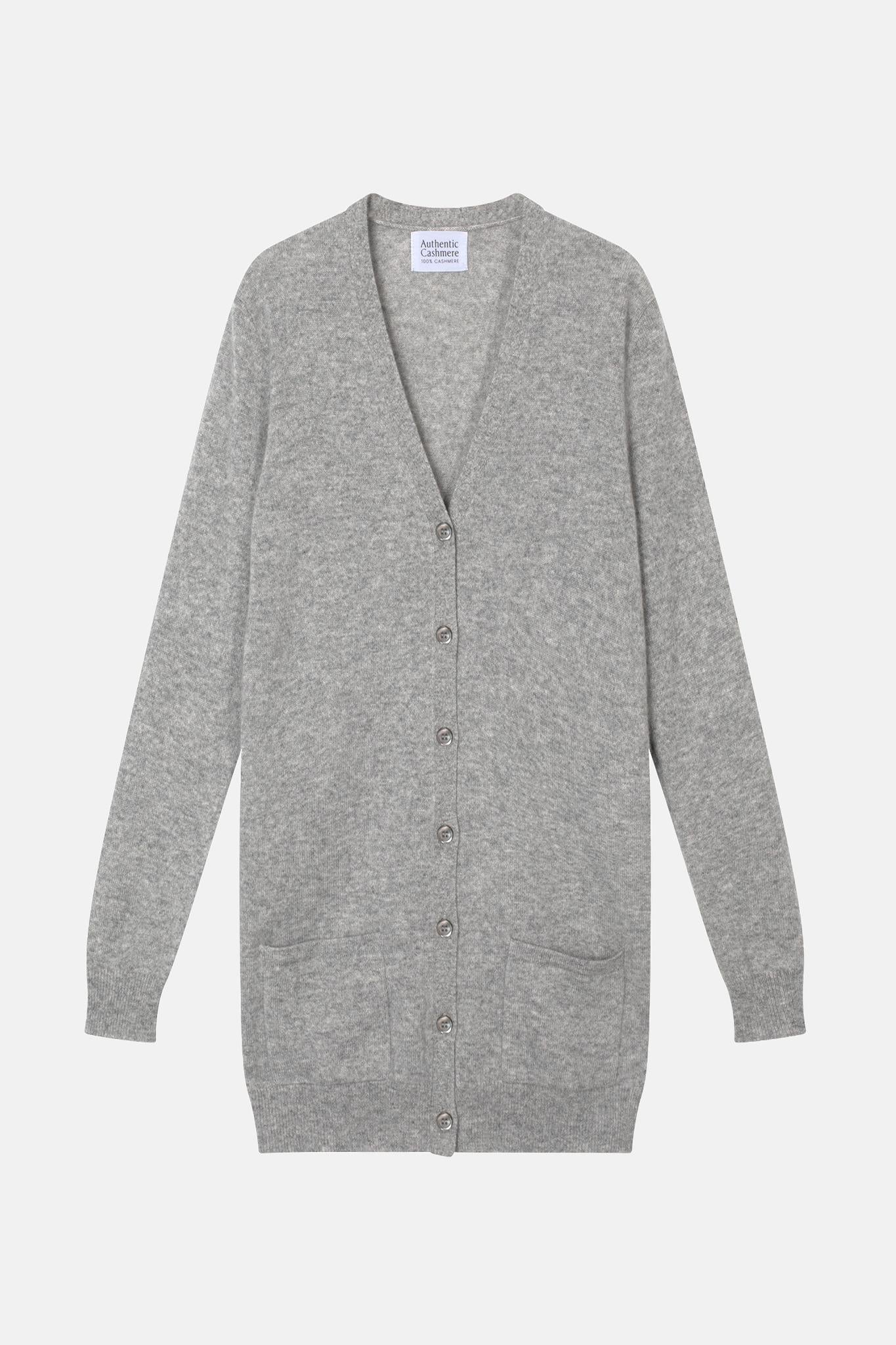 CIMET Strickjacke mit V-Ausschnitt wolkig meliert 100% Kaschmir