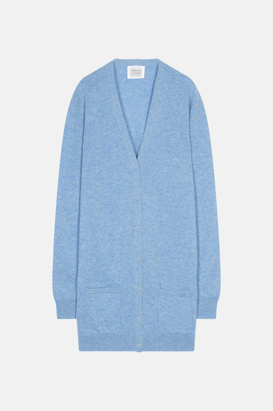 CIMET Strickjacke mit V-Ausschnitt sky 100% Kaschmir