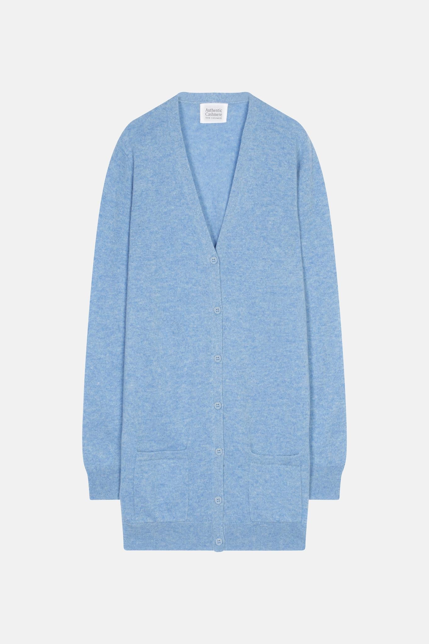 CIMET Strickjacke mit V-Ausschnitt sky 100% Kaschmir