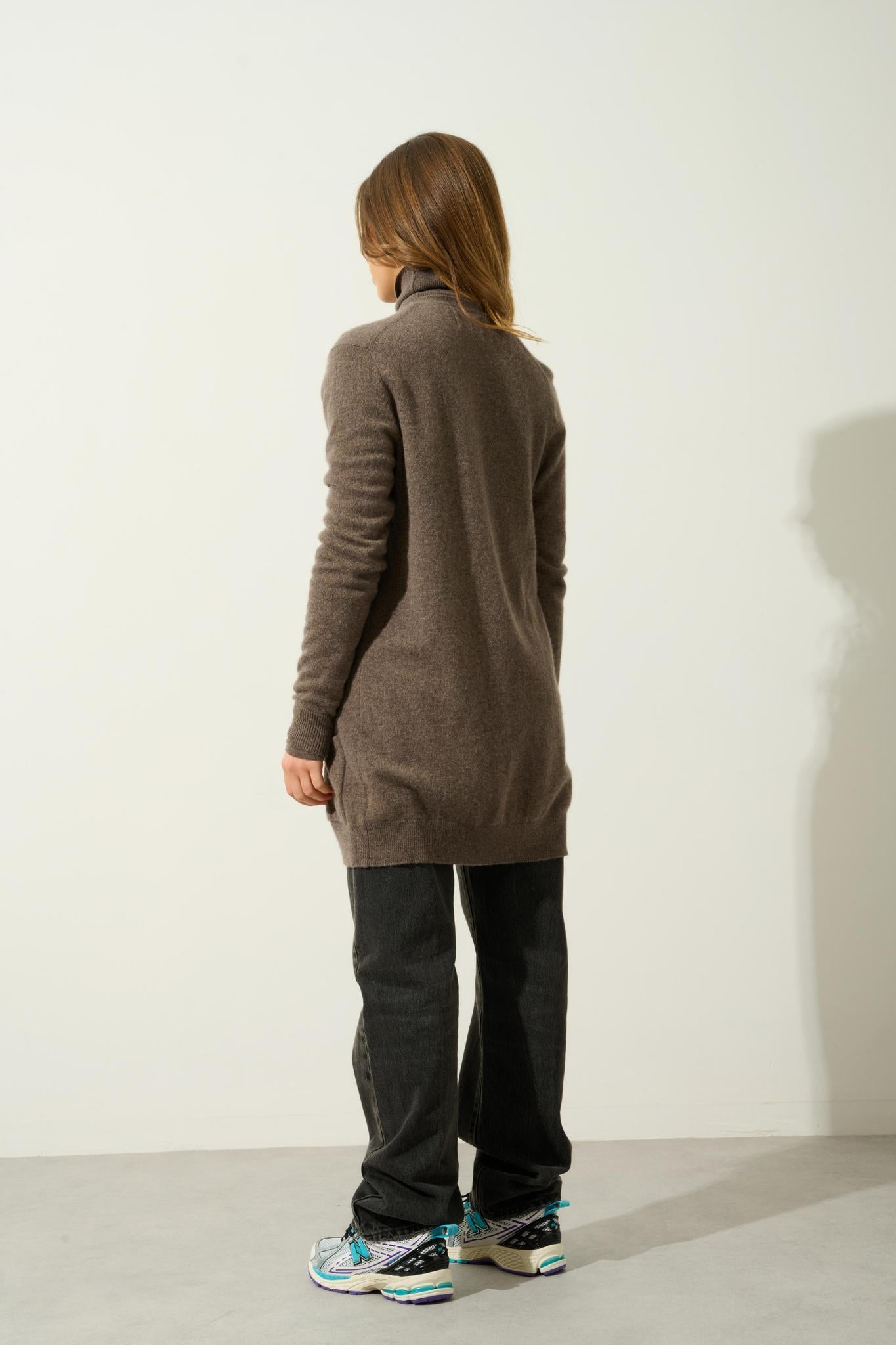 CIMET taupe mottled v-neck cardigan 100% cashmere