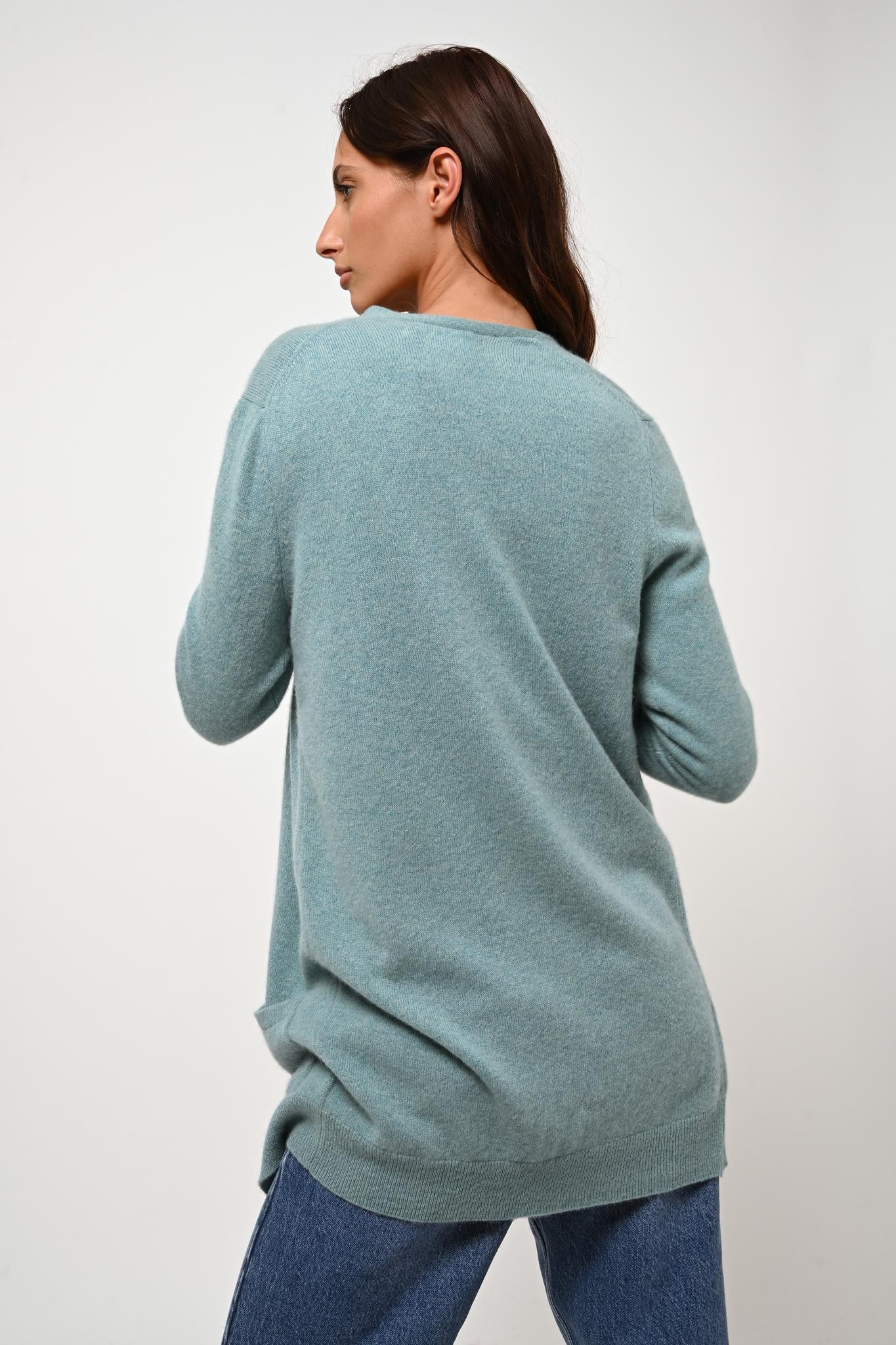 CIMET v-neck cardigan mottled green 100% cashmere