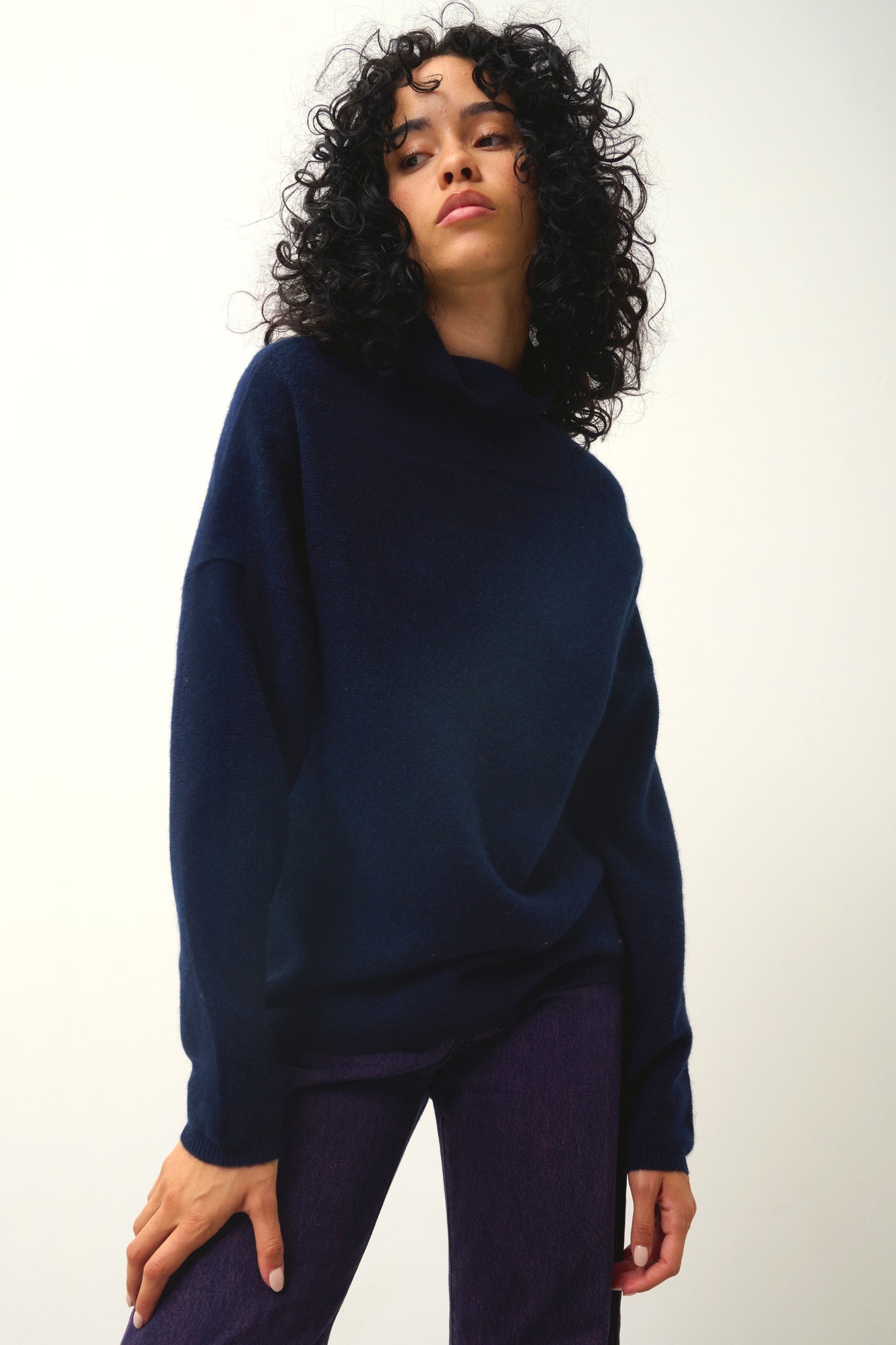 COLLIN marineblauer Rollkragenpullover 100% Kaschmir