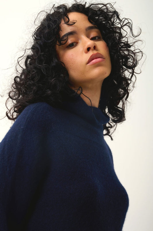 COLLIN navy turtleneck sweater 100% cashmere