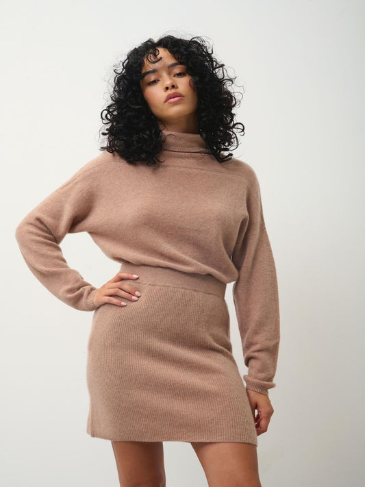 COLLIN turtleneck sweater camel mottled 100% cashmere