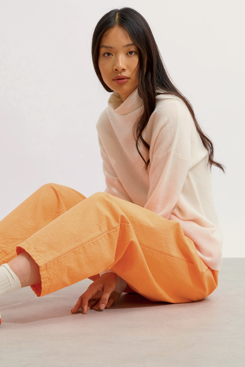 COLLIN pull col roulé ivoire 100% cachemire