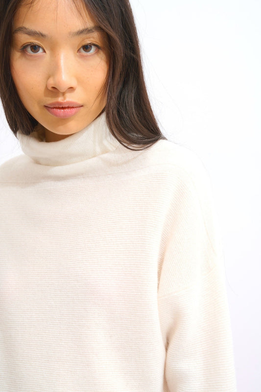 collin pull col roulé ivoire 100% cachemire