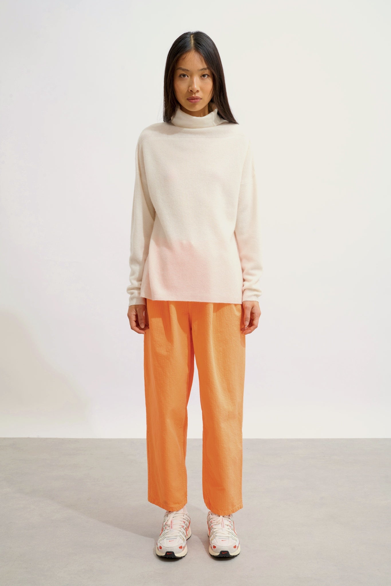 COLLIN pull col roulé ivoire 100% cachemire