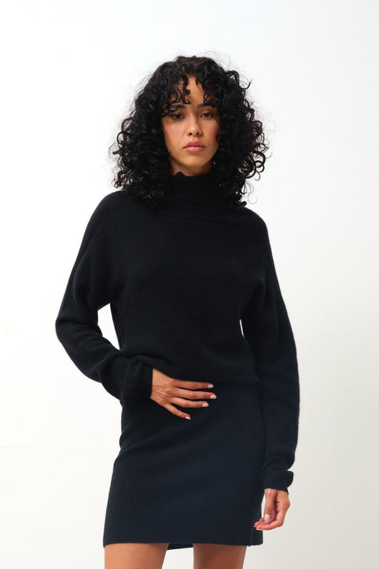 COLLIN schwarzer Rollkragenpullover 100% Kaschmir