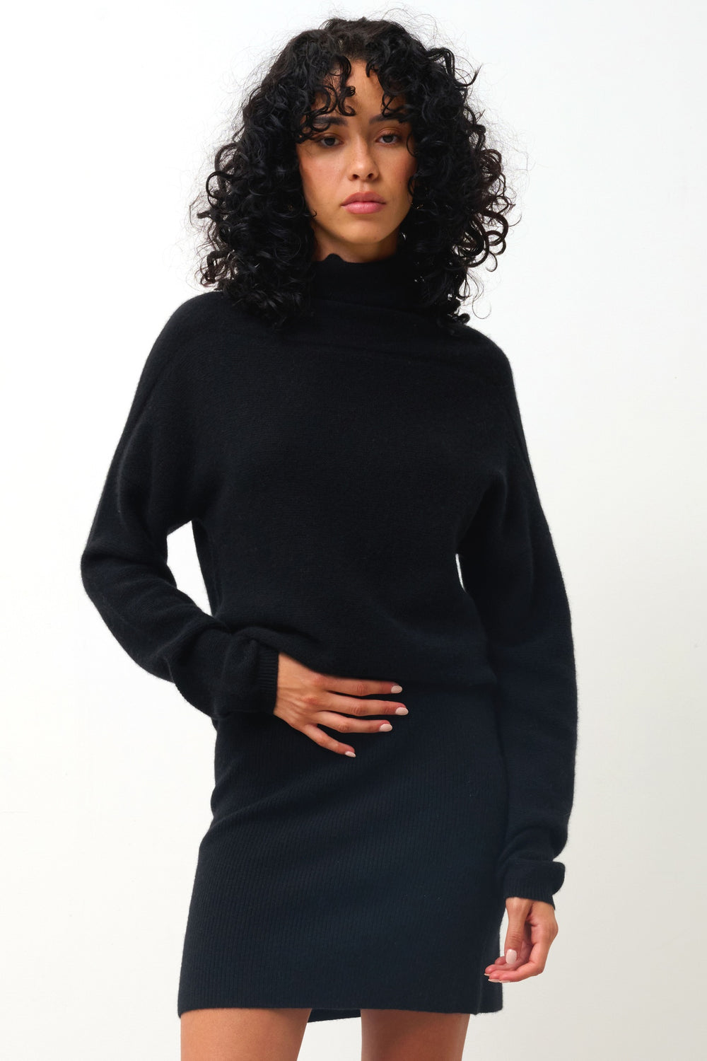 COLLIN schwarzer Rollkragenpullover 100% Kaschmir