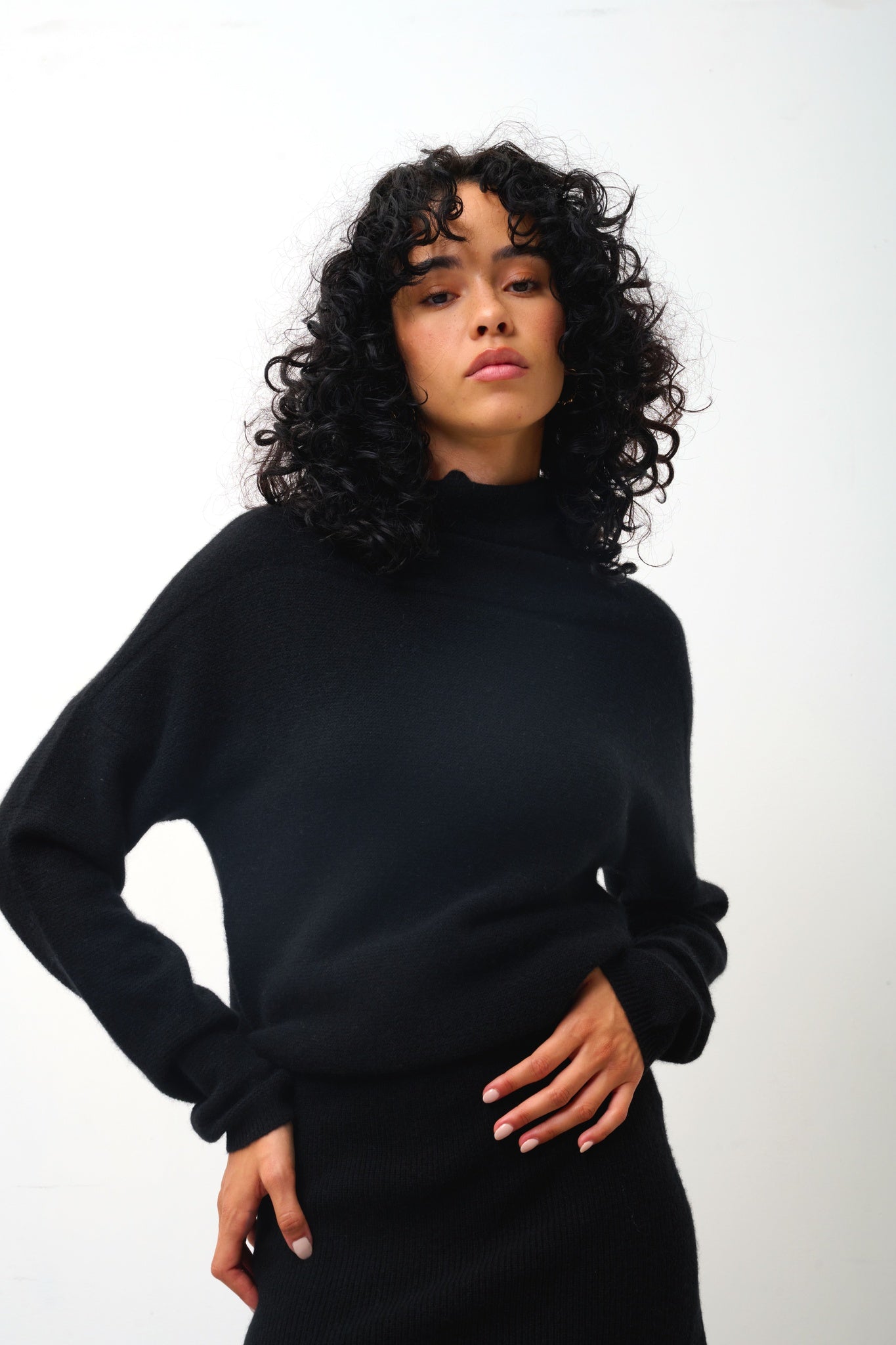 COLLIN schwarzer Rollkragenpullover 100% Kaschmir