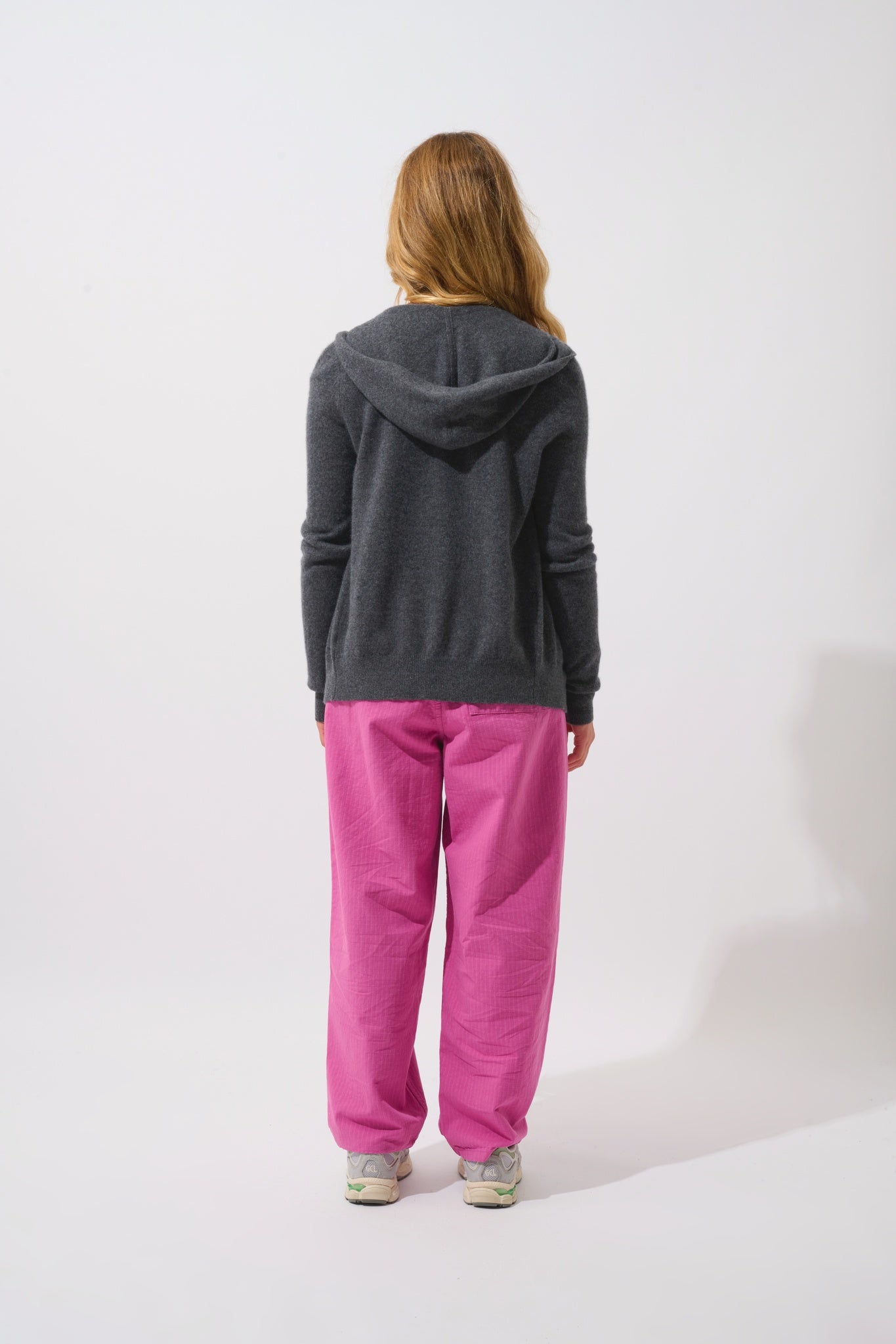 COLOMBIS hooded zip cardigan anthracite mottled 100% cashmere