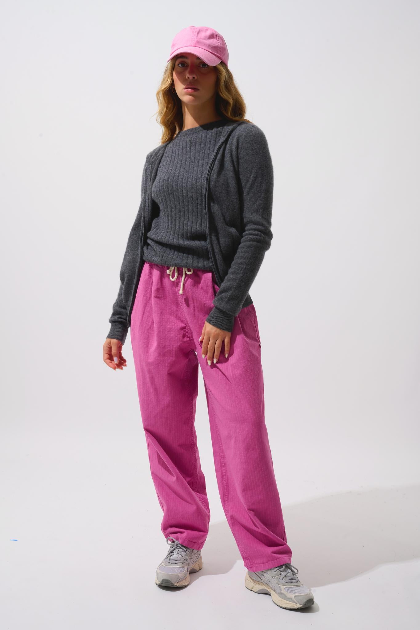 COLOMBIS gilet zippé capuche anthracite chiné 100% cachemire