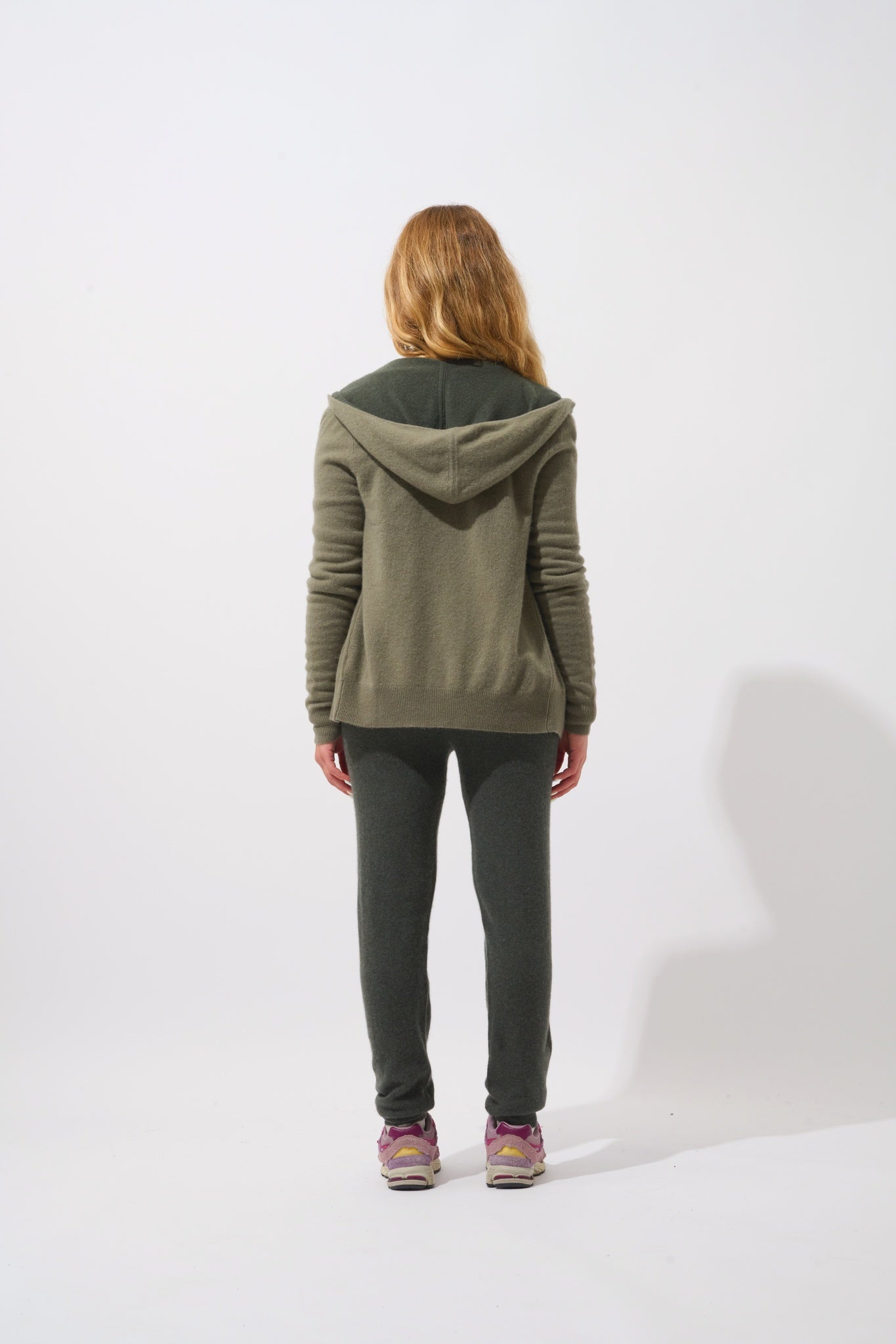 COLOMBIS Army Weste mit Kapuze und Reißverschluss, 100 % Kaschmir