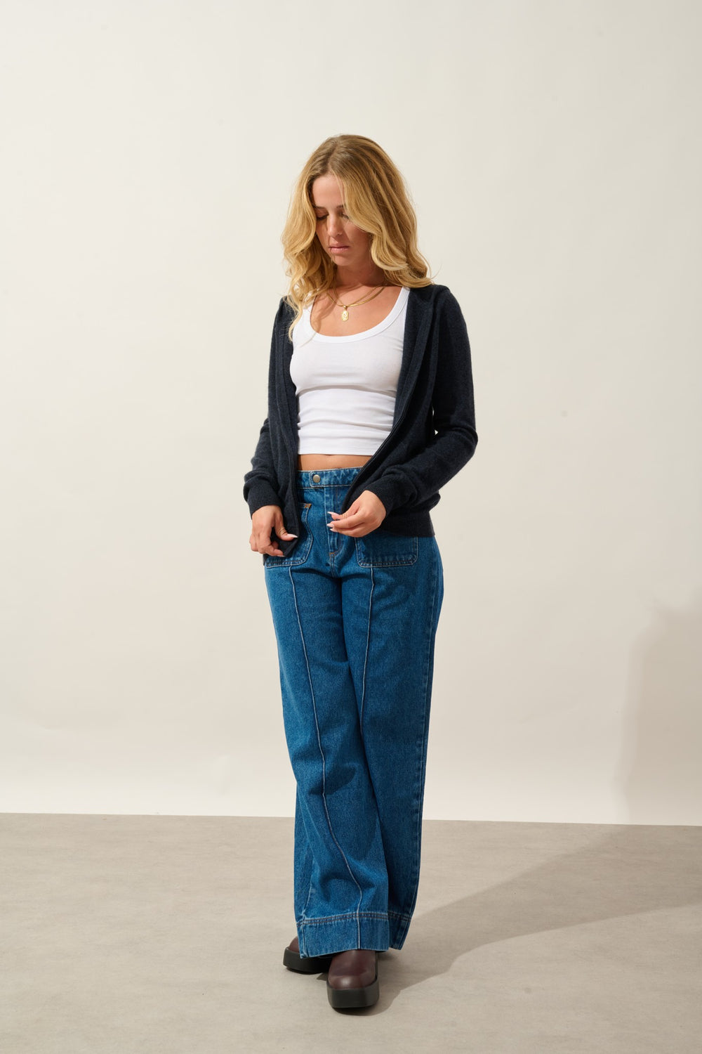 colombis gilet zippé capuche caviar 100% cachemire