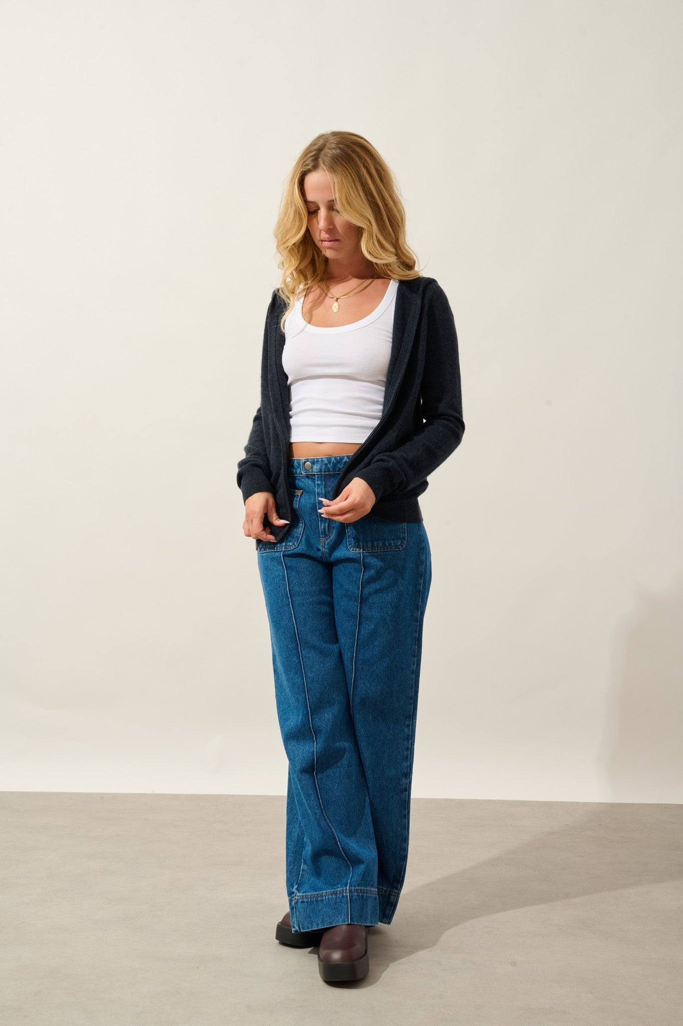 colombis gilet zippé capuche caviar 100% cachemire