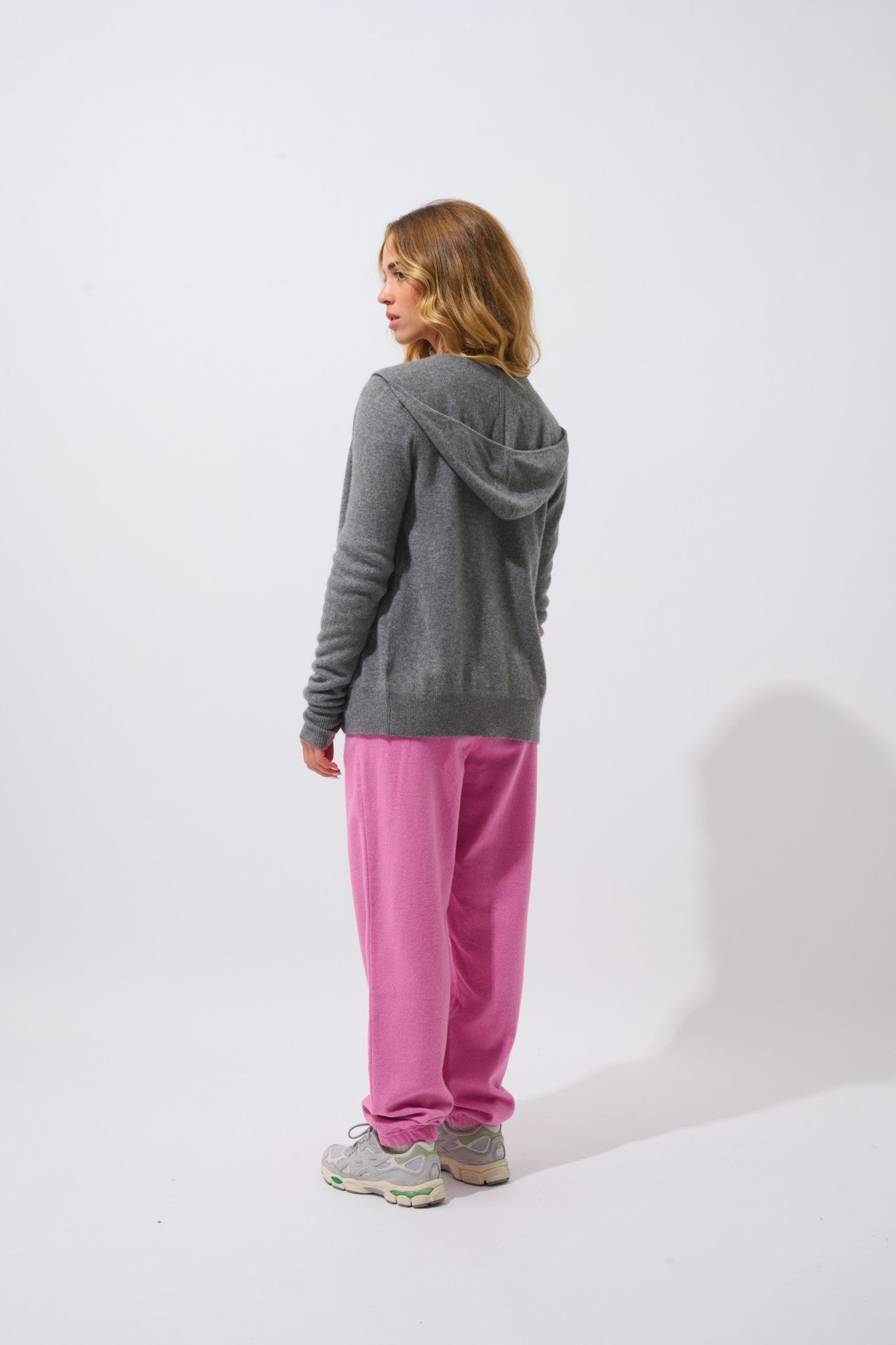 colombis gilet zippé capuche flanelle chiné 100% cachemire