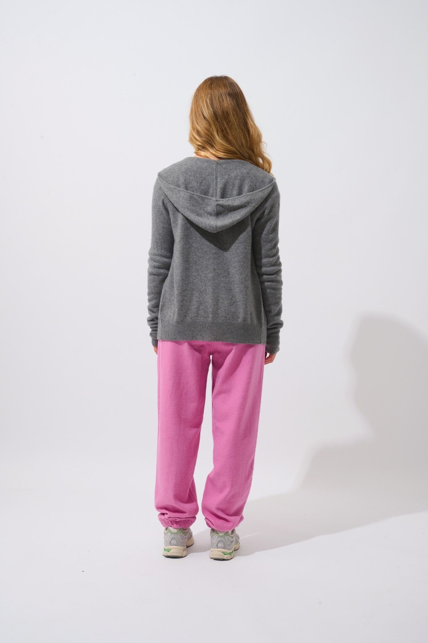 colombis gilet zippé capuche flanelle chiné 100% cachemire