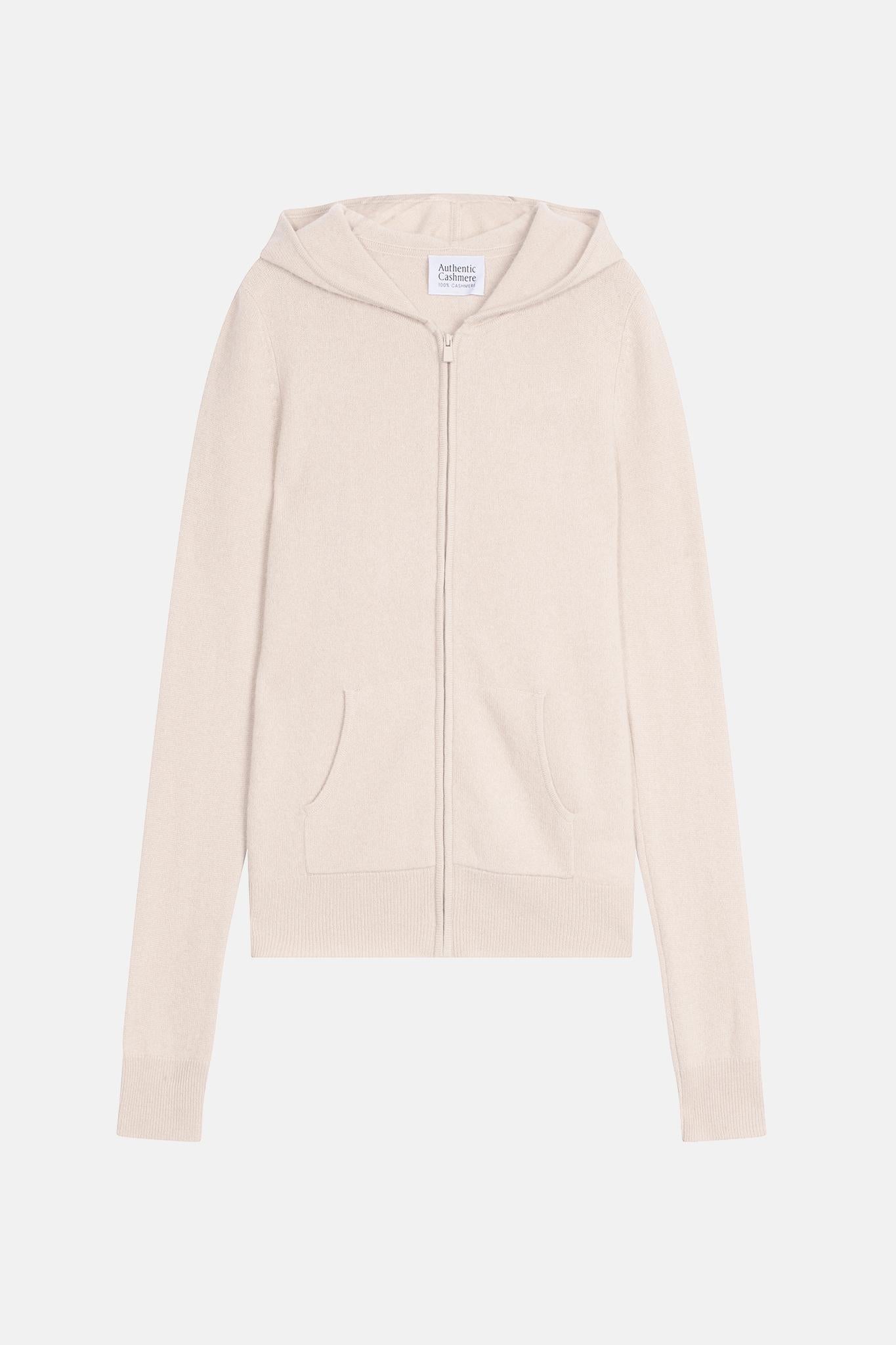 COLOMBIS ivory hooded zip cardigan 100% cashmere