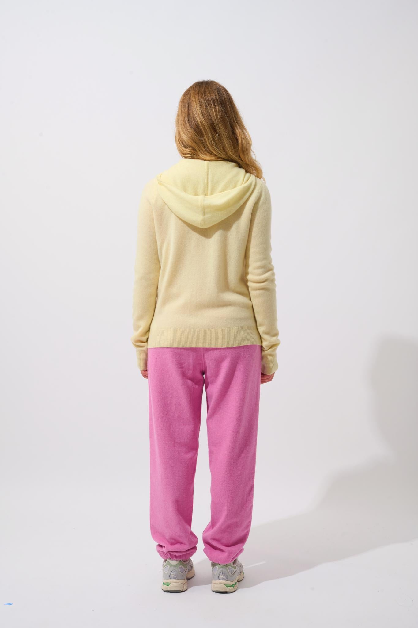 COLOMBIS gilet zippé capuche limonade 100% cachemire