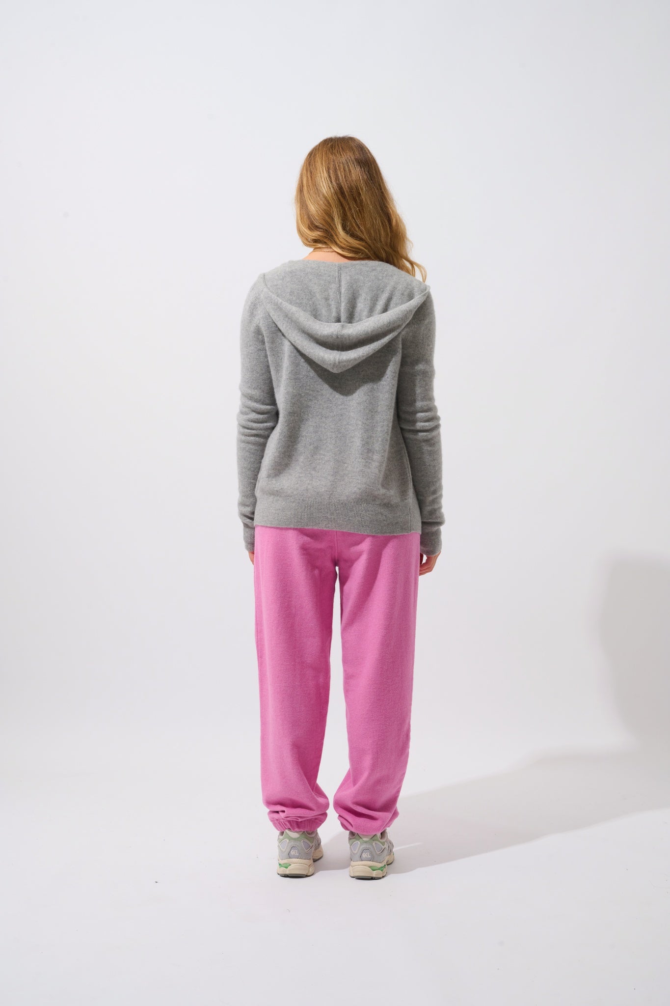 COLOMBIS gilet zippé capuche nuage chiné 100% cachemire